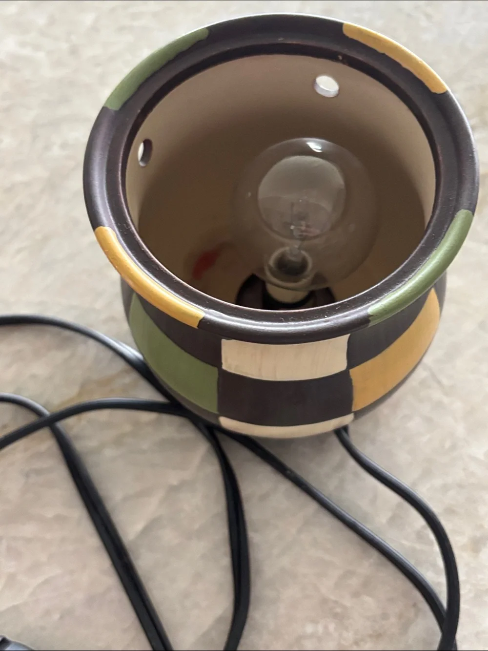 Vintage Checkerboard Electric Wax Warmer with lots of wax melts